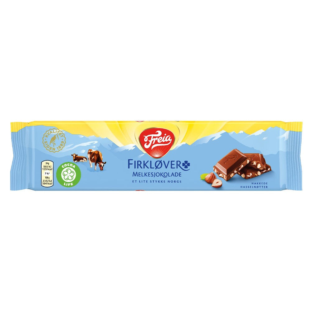 Freia Firkløver, Milk Chocolate with Hazelnuts - (60g)