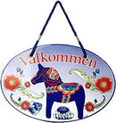 Blue Dala Horse Välkommen Sign