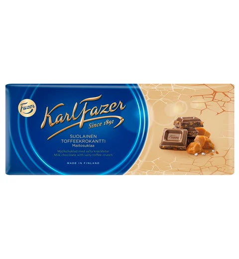 Karl Fazer Salty Toffee Crunch Milk Chocolate Bar