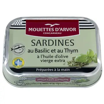 Mouettes d'Arvor Whole Sardines in Extra Virgin Olive Oil w/ Basil & Thyme