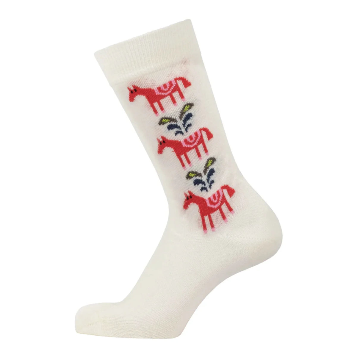 Bengt & Lotta Socks - "Dala Horse, White"