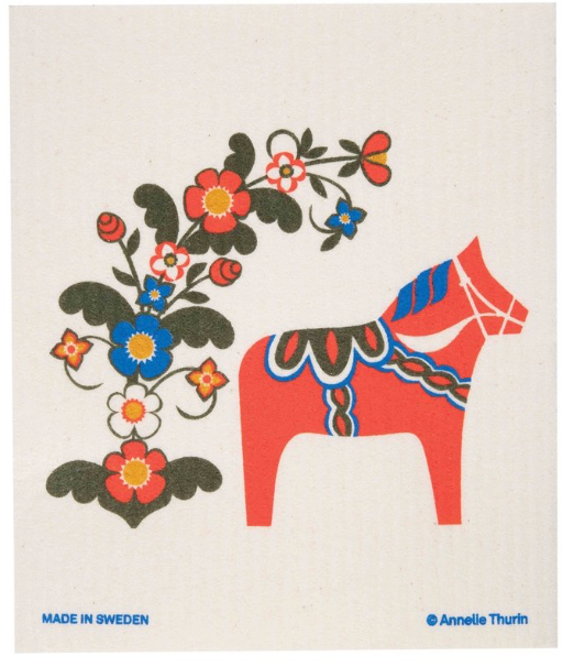AT Dala Horse Swedish Dishcloth