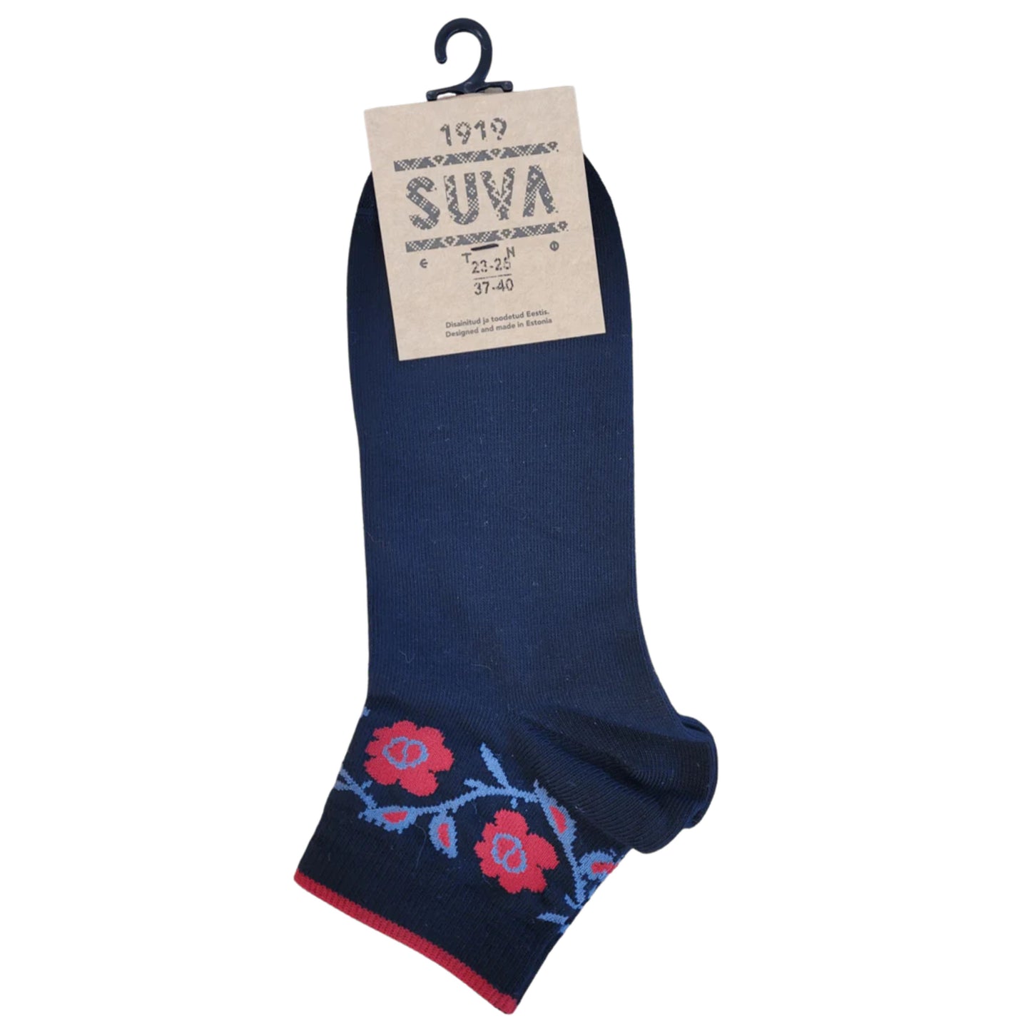 Nordic Flower Ankle Socks, Blk