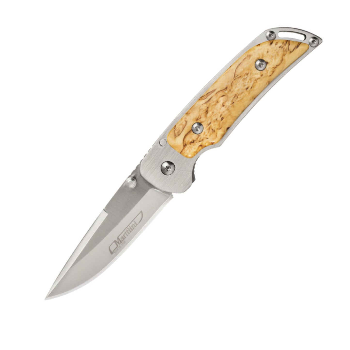 Marttiini Folding Knife in Box, Curly Birch