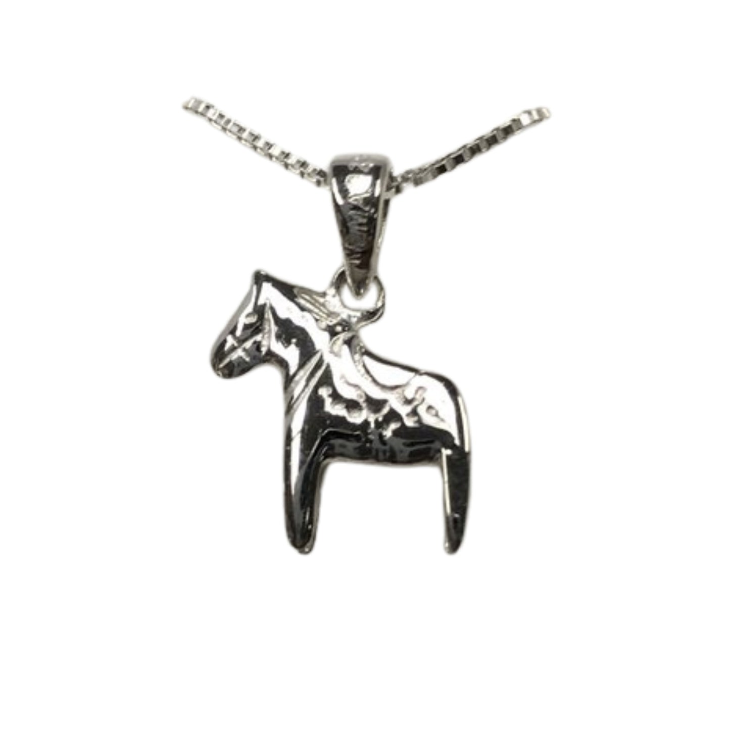 Silver Pendant Dala Horse Necklace