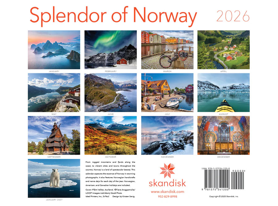 Splendor of Norway Calendar, 2026