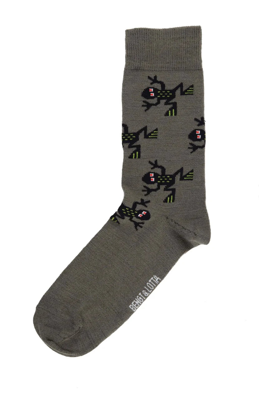 Bengt & Lotta Socks- "Frog, Grey"