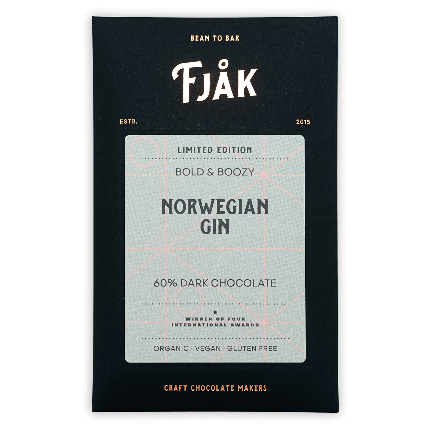 Fjåk Limited Edition Norwegian Gin 60% Dark Chocolate Bar