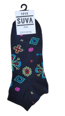 Bright Abstract Floral Ankle Socks, blk