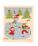 Kids Ice Skating Swedish Dishcloth