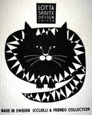 Lotta Spjute Black & White Cat Swedish Dishcloth