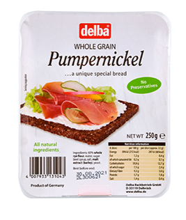 Delba Whole Grain Pumpernickel Bread
