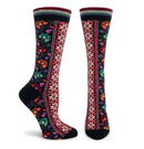 Floral Ribbon Socks - Black
