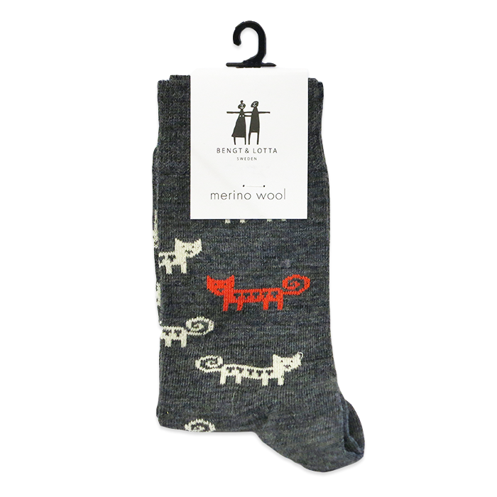 Bengt & Lotta Socks - Cats, Dark Gray