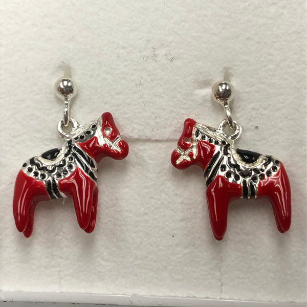 Red Dala Horse Earrings