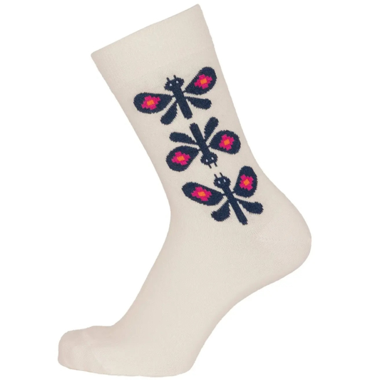 Bengt & Lotta Socks - Butterfly, White