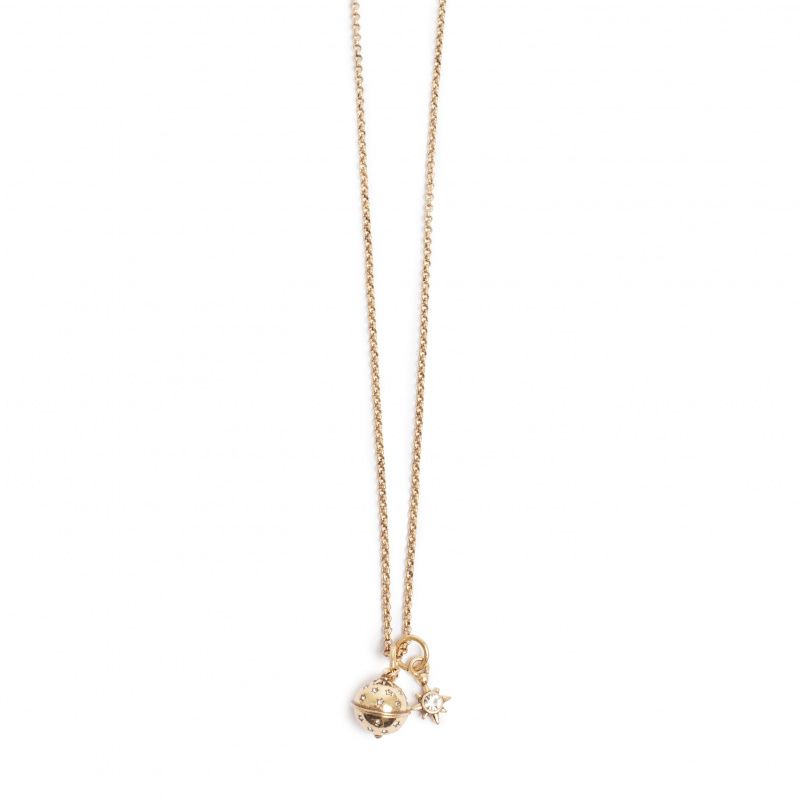 Small Gold Ball Necklace with Charm