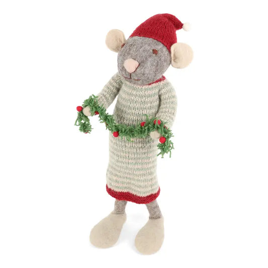 Felt Mouse with Christmas Garland