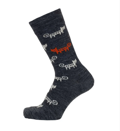 Bengt & Lotta Socks - Cats, Dark Gray