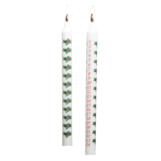 Holly Advent Taper Candle