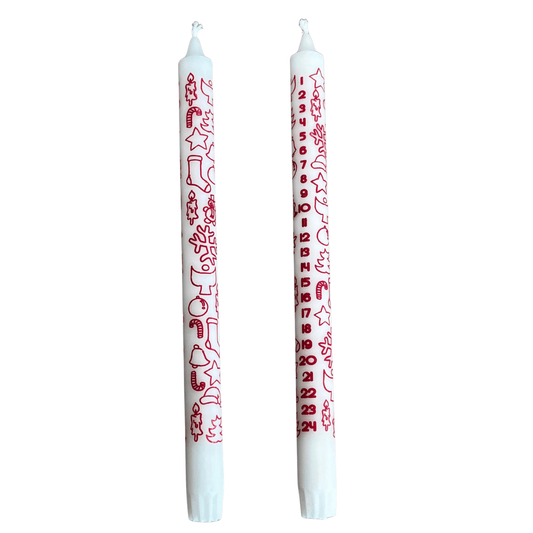 Red & White Advent Taper Candle