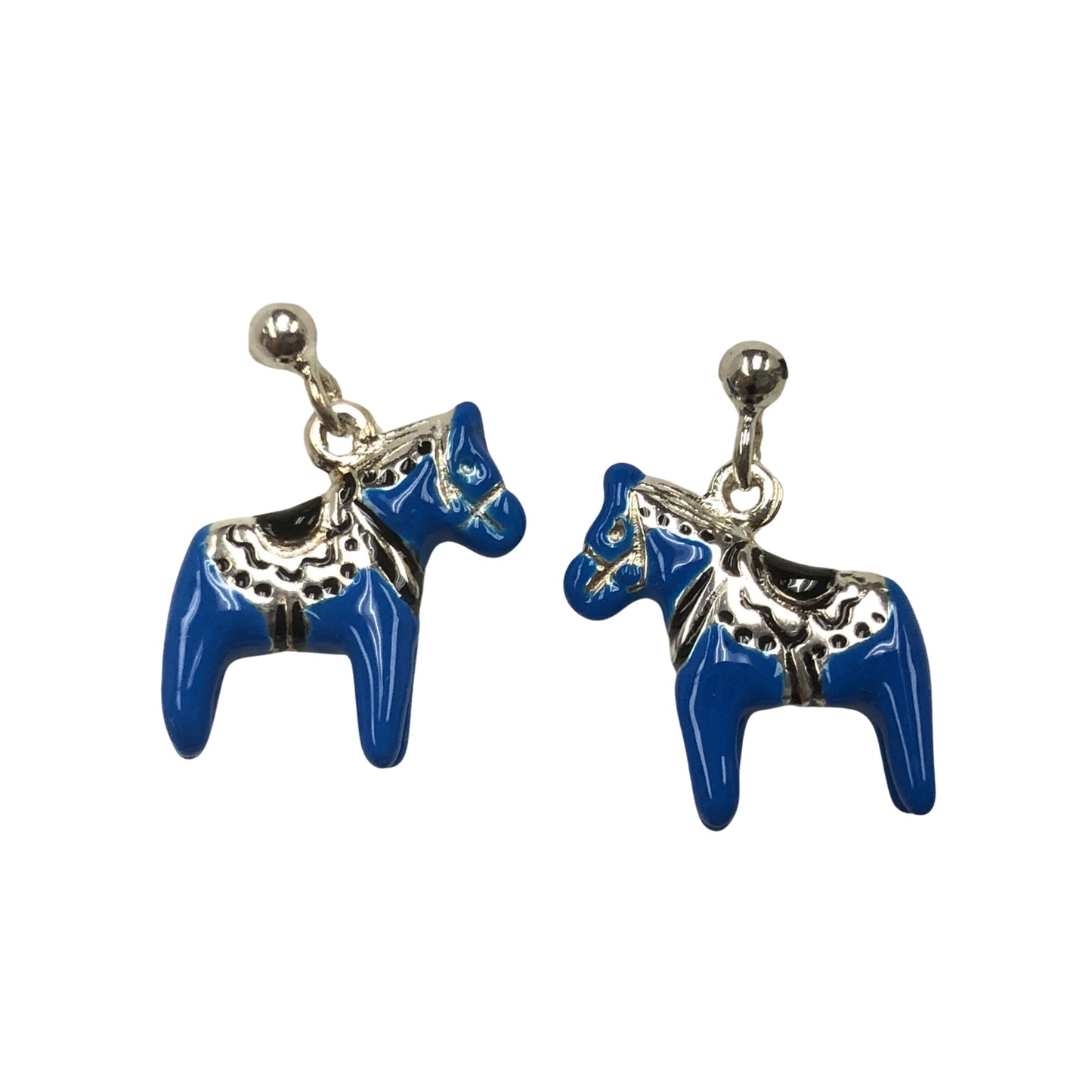 Blue/Silver Dala Horse Earrings