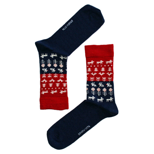 B&L Socks "Nature" - Blue/Red