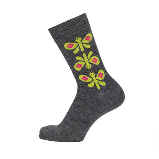 Bengt & Lotta Socks - Butterfly, Grey
