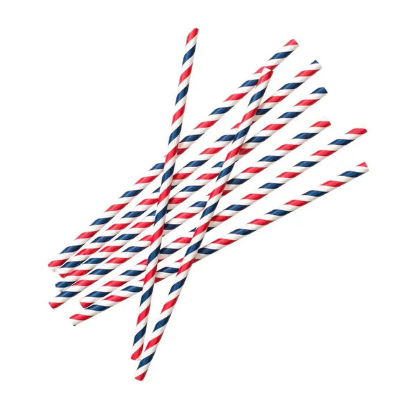 Blue/White/Red Paper Straws