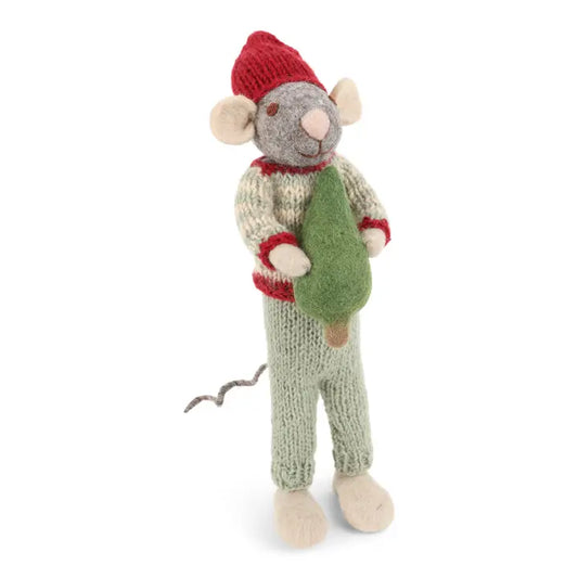 Felt Mouse Holding Small Tree