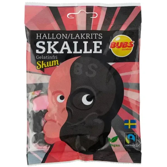 Bubs Raspberry & Licorice Foam Skulls (Hallon/Lakrits Skalle)