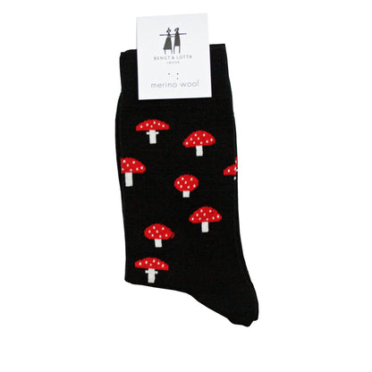 Bengt & Lotta Socks "Mushrooms, Black"