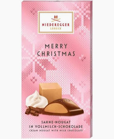 Niederegger Merry Christmas Marzipan with Cream Nougat in Milk Chocolate