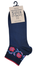 Nordic Flower Ankle Socks, Blk