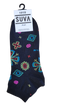 Bright Abstract Floral Ankle Socks, blk