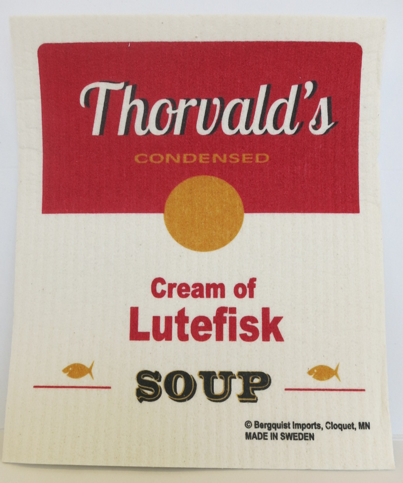 "Cream of Lutefisk Soup" Swedish Dishcloth