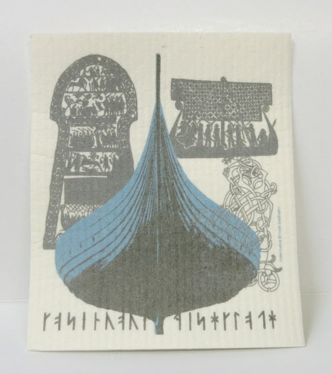 Viking Ship Swedish Dishcloth