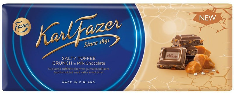 Karl Fazer Salty Toffee Crunch Milk Chocolate Bar