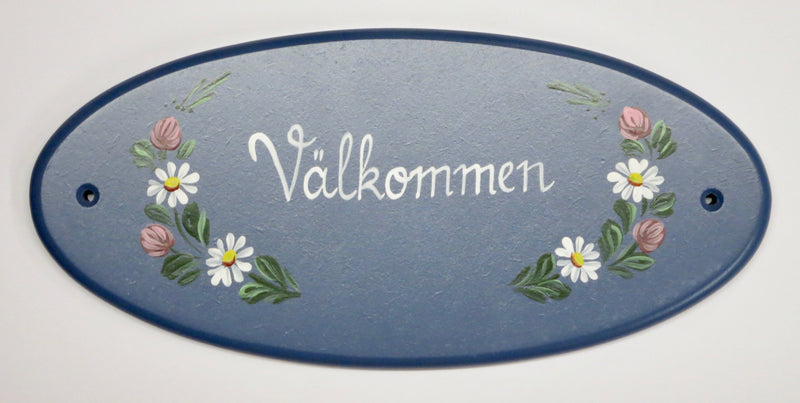 Välkommen with Flowers Wall Decal (Hand-Painted)
