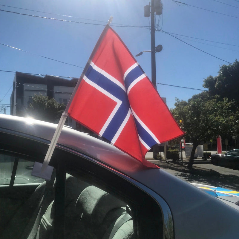 Norwegian Car Flag, with Plastic Base