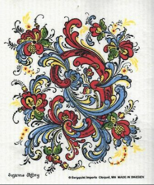 "Colorful Rosemaling" Swedish DIshcloth