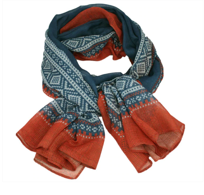 Marius Pattern Scarf Blue/Red