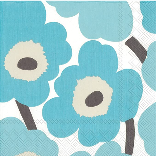 Marimekko Blue Floral Napkin - Luncheon/Dinner