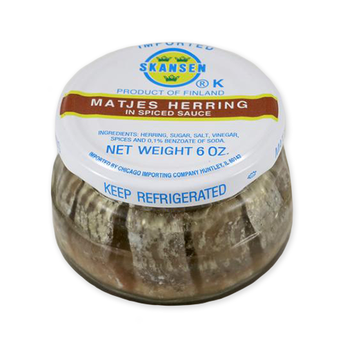 Matjes Herring in Spiced Sauce, Glass Jar (6 oz) PERISHABLE ScanSpecialties