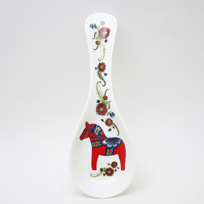 Porcelain Spoon Rest - Red Dala Horse