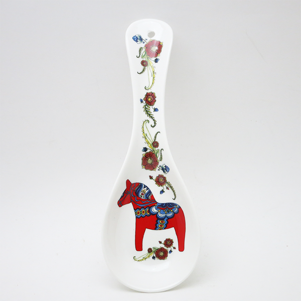 Porcelain Spoon Rest - Red Dala Horse