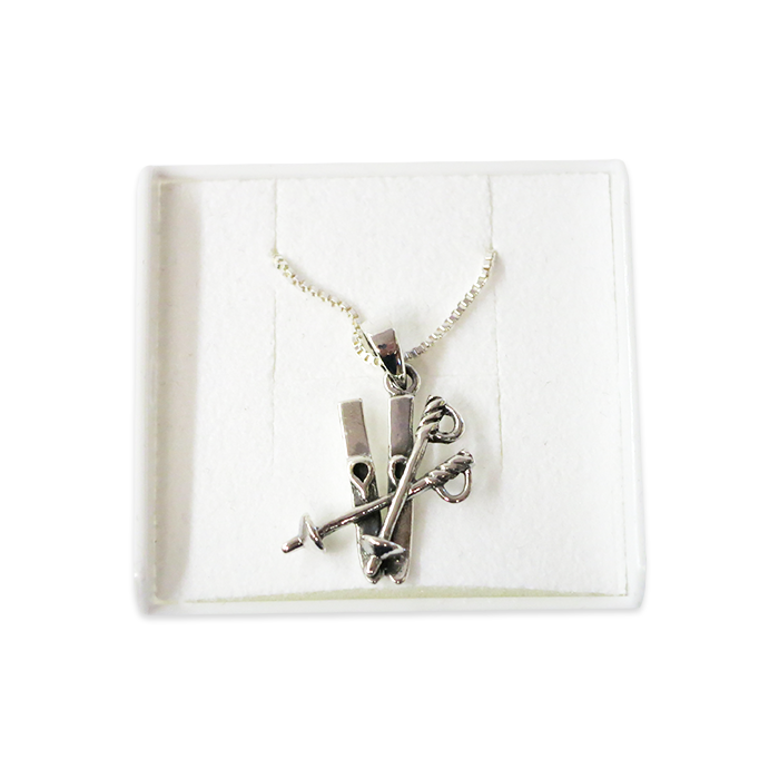 Silver Pendant,Skier (w/ chain)