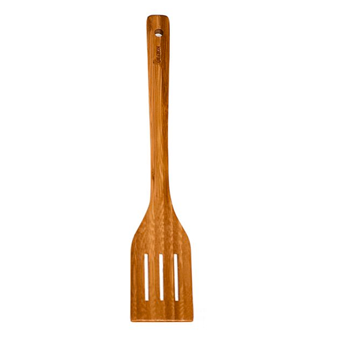 Bamboo Slotted Spatula with Flat Handle